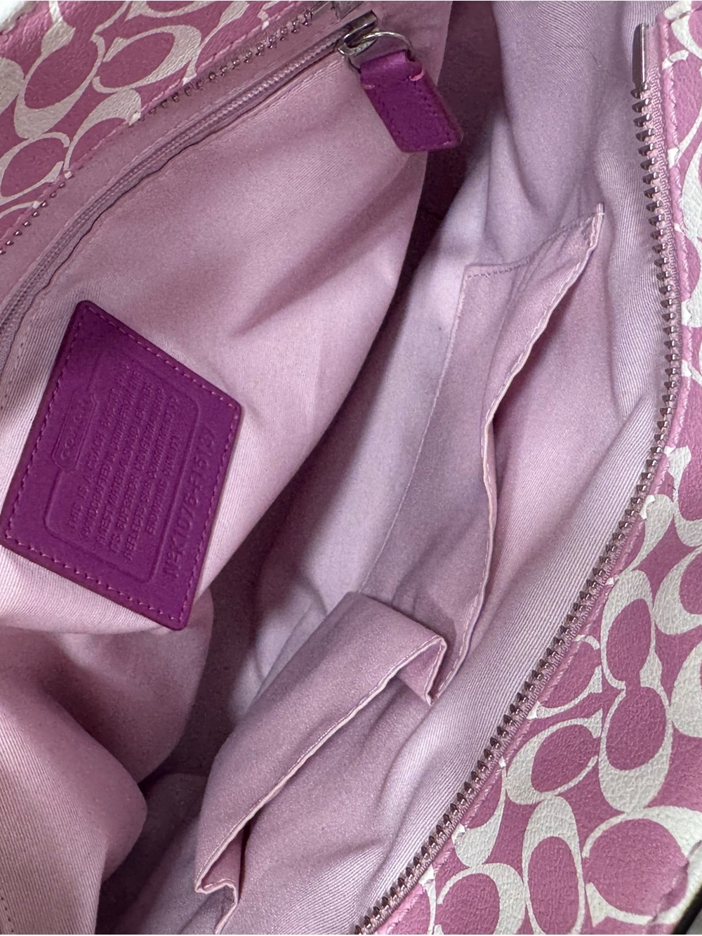 Coach Pink and Magenta Signature Stripe Tote with Heart-Print Scarf - Picture 7 of 7